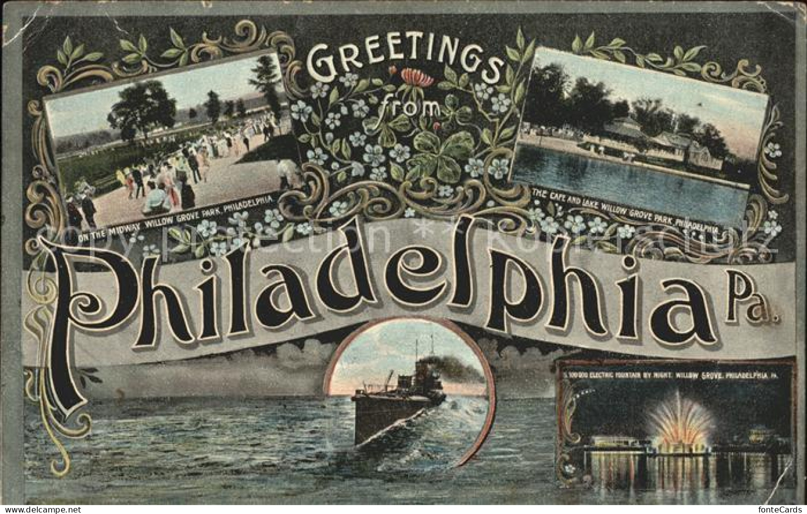 Philadelphia Pennsylvania Midway Willow Grove Park Cafe and Lake Electric Founta