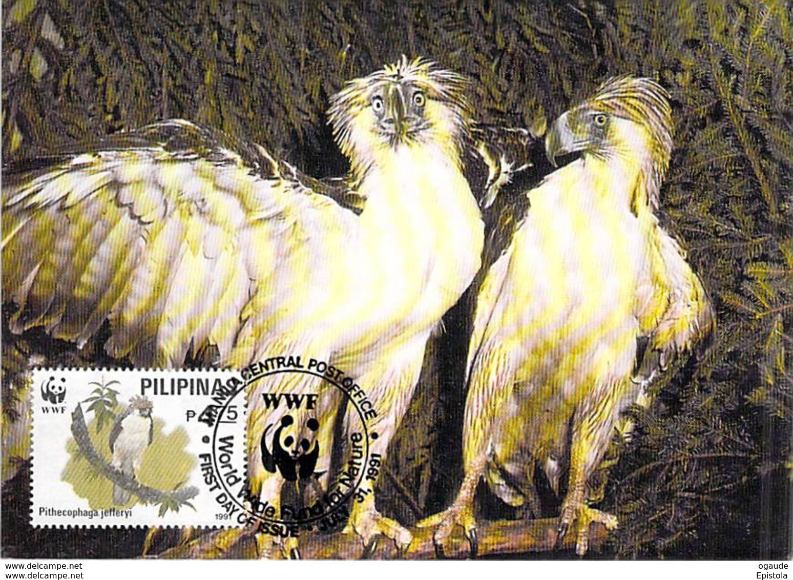 Philippine Eagle Philippinen Adler Birds oiseaux WWF 1991 PILIPINAS  carte maximum