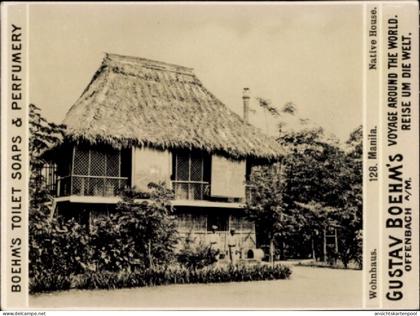 Photo Manila Philippinen, Gustav Boehm's Reise um die Welt, Reklame Boehm's Toilet Soaps, Wohnhaus