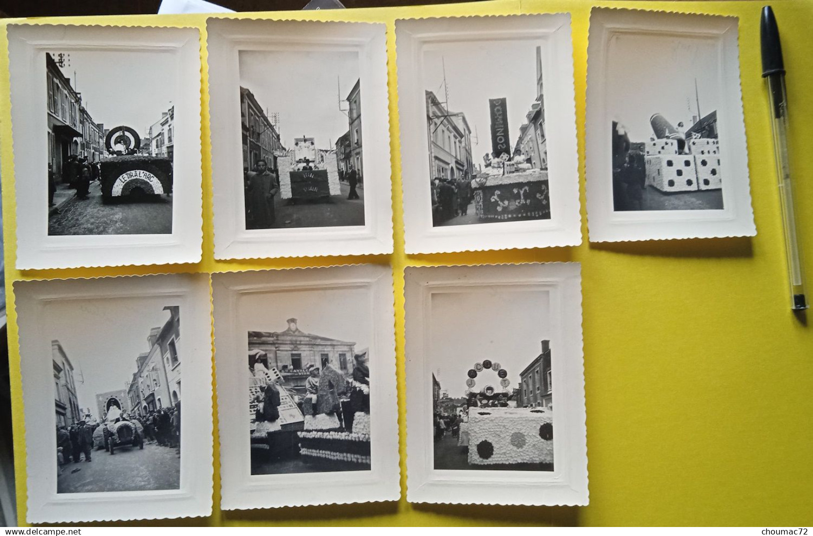 Photo 651, Lot de 7 photos cavalcade corso de Vibraye de 1958, Sarthe