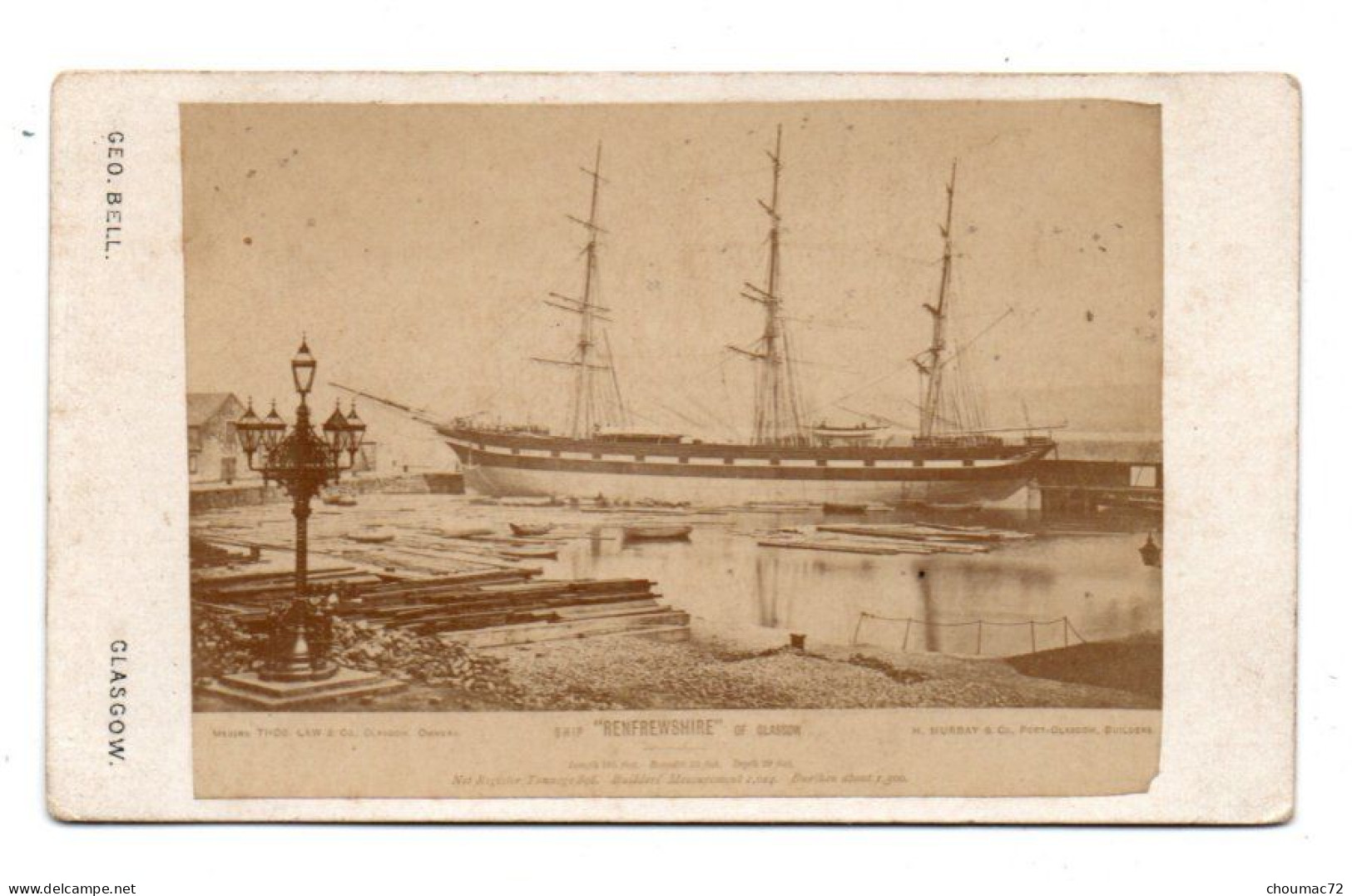 (Photo carte de visite) 851, George Bell Glasgow, Ship Renfrewshire of Glasgow