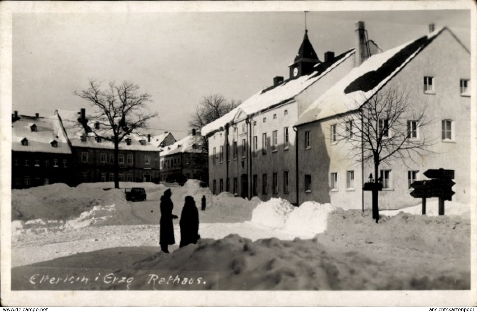 Photo CPA Elterlein im Erzgebirge, Rathaus, Winter