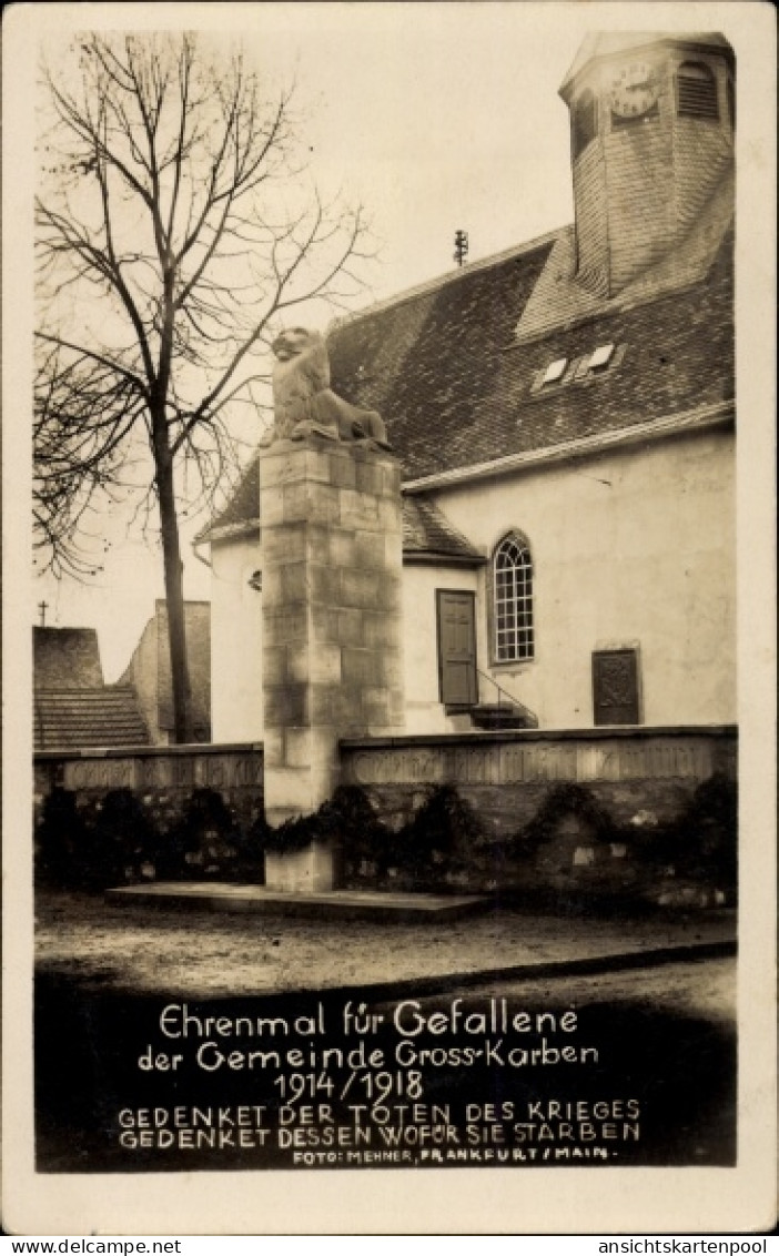 Photo CPA Groß Karben in Hessen, Gefallenendenkmal 1914 / 1918