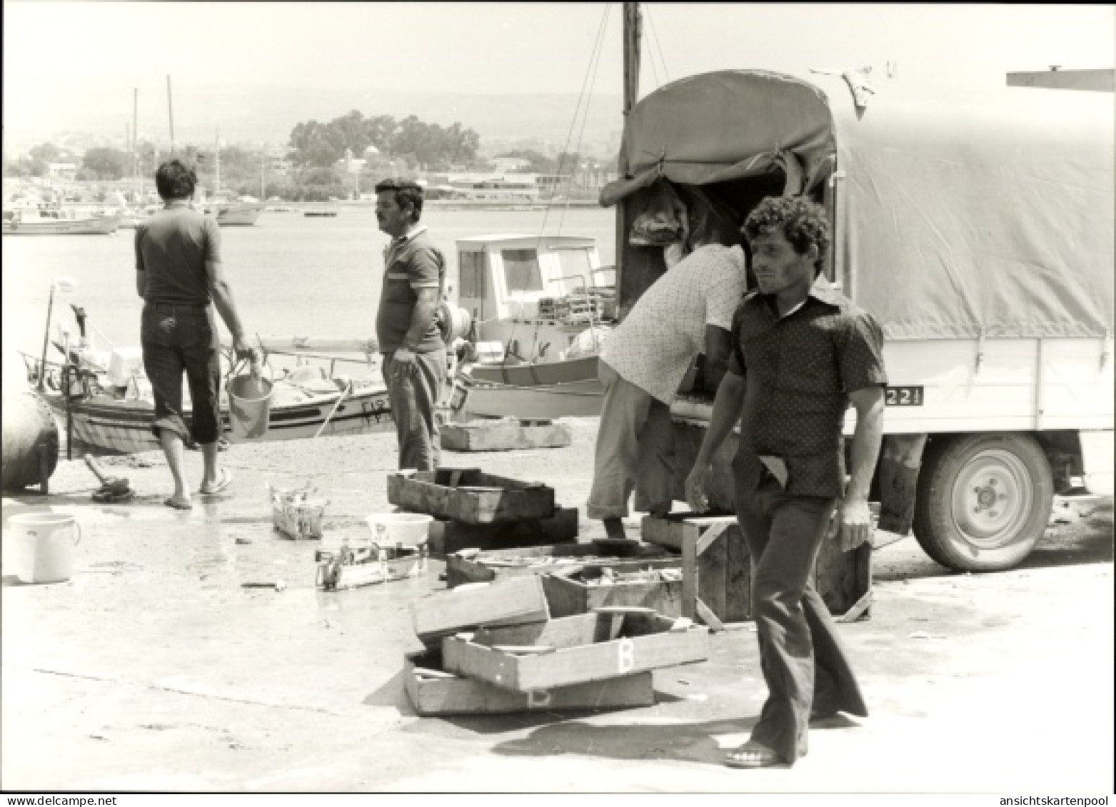 Photo Paphos Zypern, Transportwagen, Boot, Männer