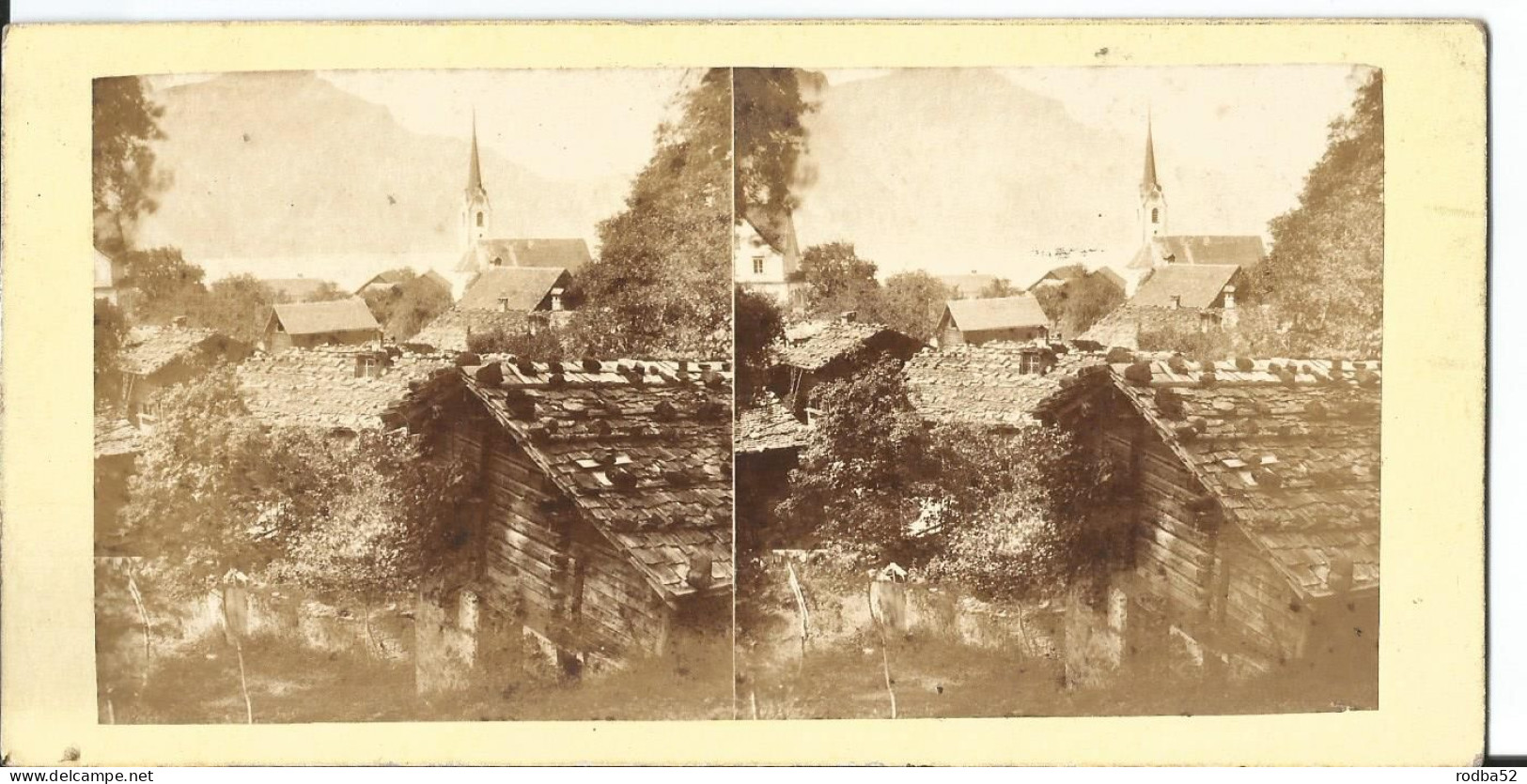 Photo stéréoscopique - vers 1880 - Canton d'Uri - Fluelen - Lac des quatre cantons