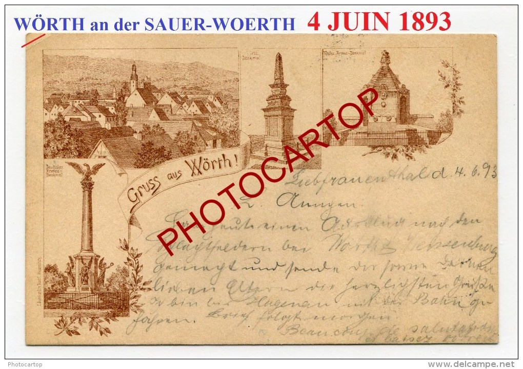 Pionniere-4 JUIN 1893-WÖRTH an der SAUER-WOERTH-Monument 1870-Cartes Multivues-France-67-