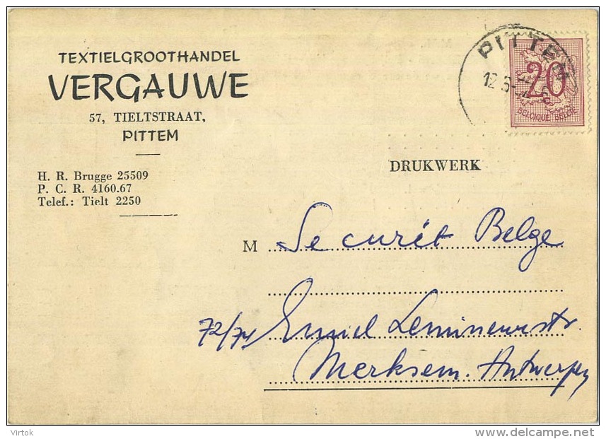 Pittem :  Textielgroothandel :  VERGAUWE  ( 2  scans )