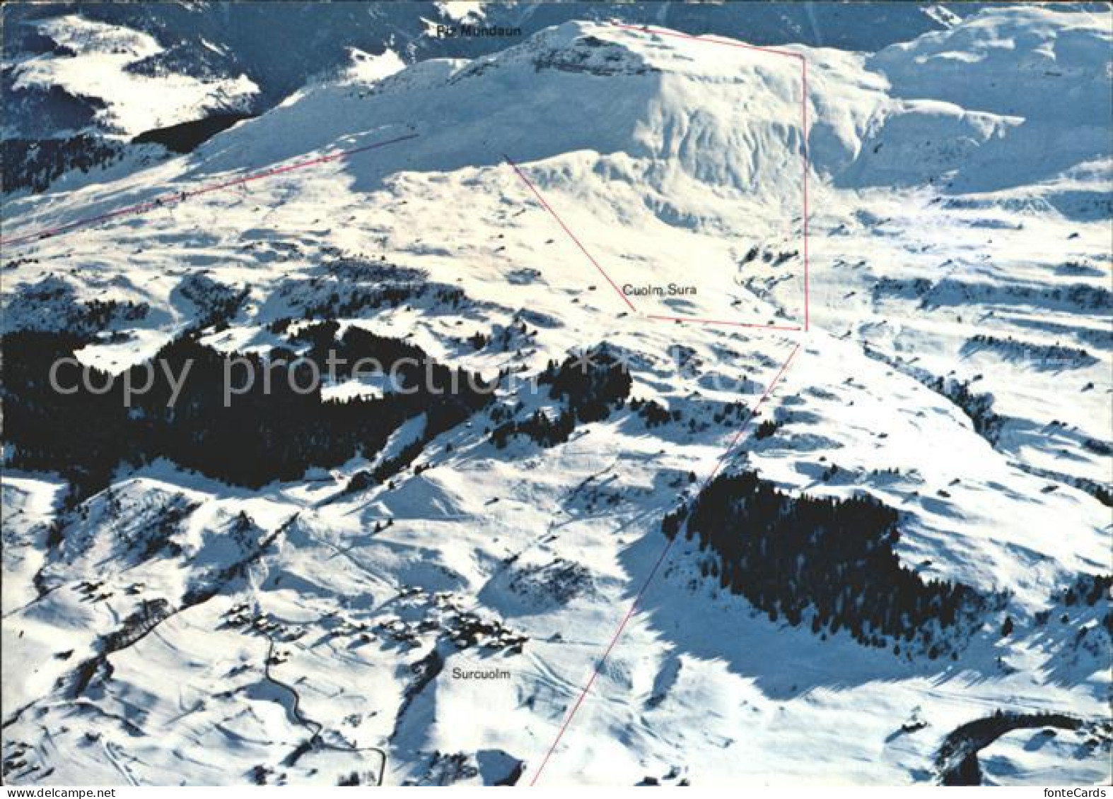 Piz Mundaun Fliegeraufnahme Skigebiet