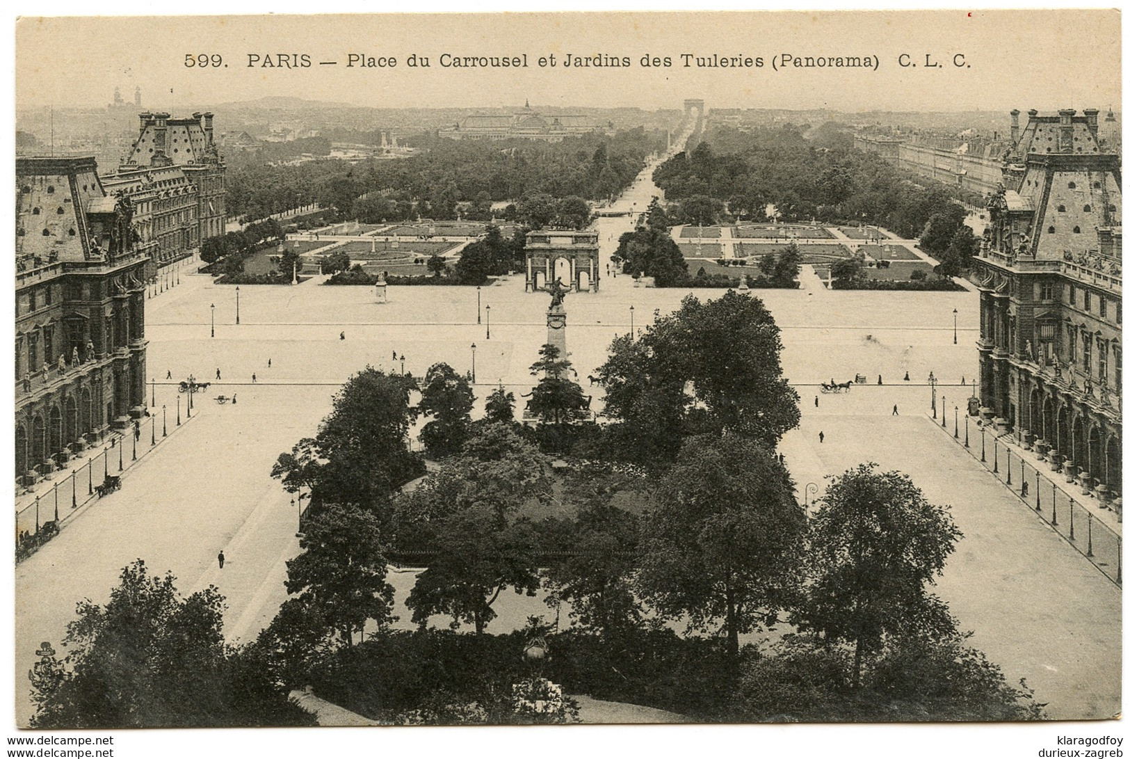 Place du Carrousel et Jardins des Tuileries old postcard unused b180410