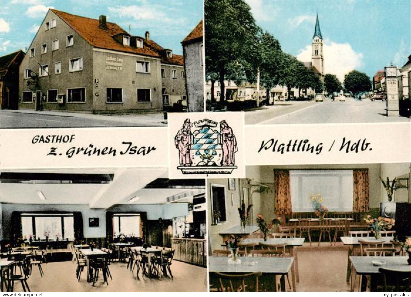 Plattling Isar Bayern Gasthof zur gruenen Isar Gastraeume Strassenpartie