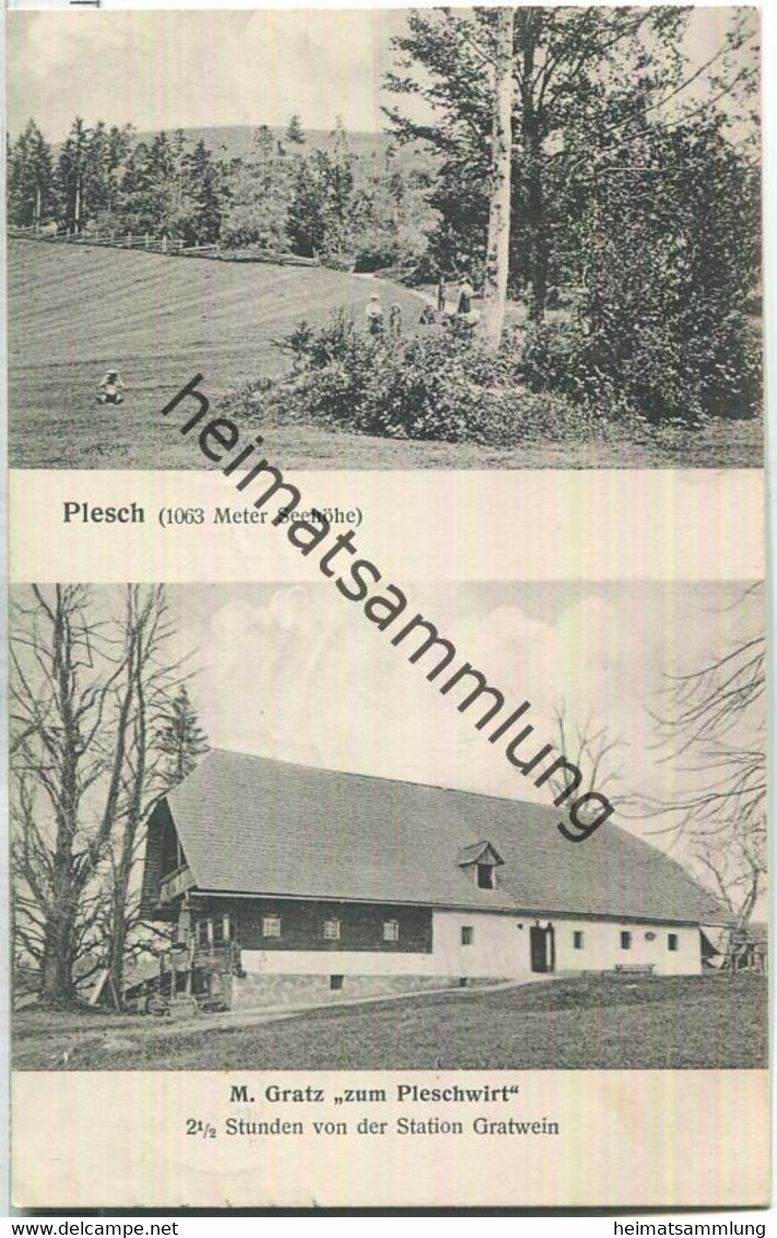 Plesch - M. Gratz zum Pleschwirt - 2,5 Stunden von der Station Gratwein - Verlag A. Schlauer Graz