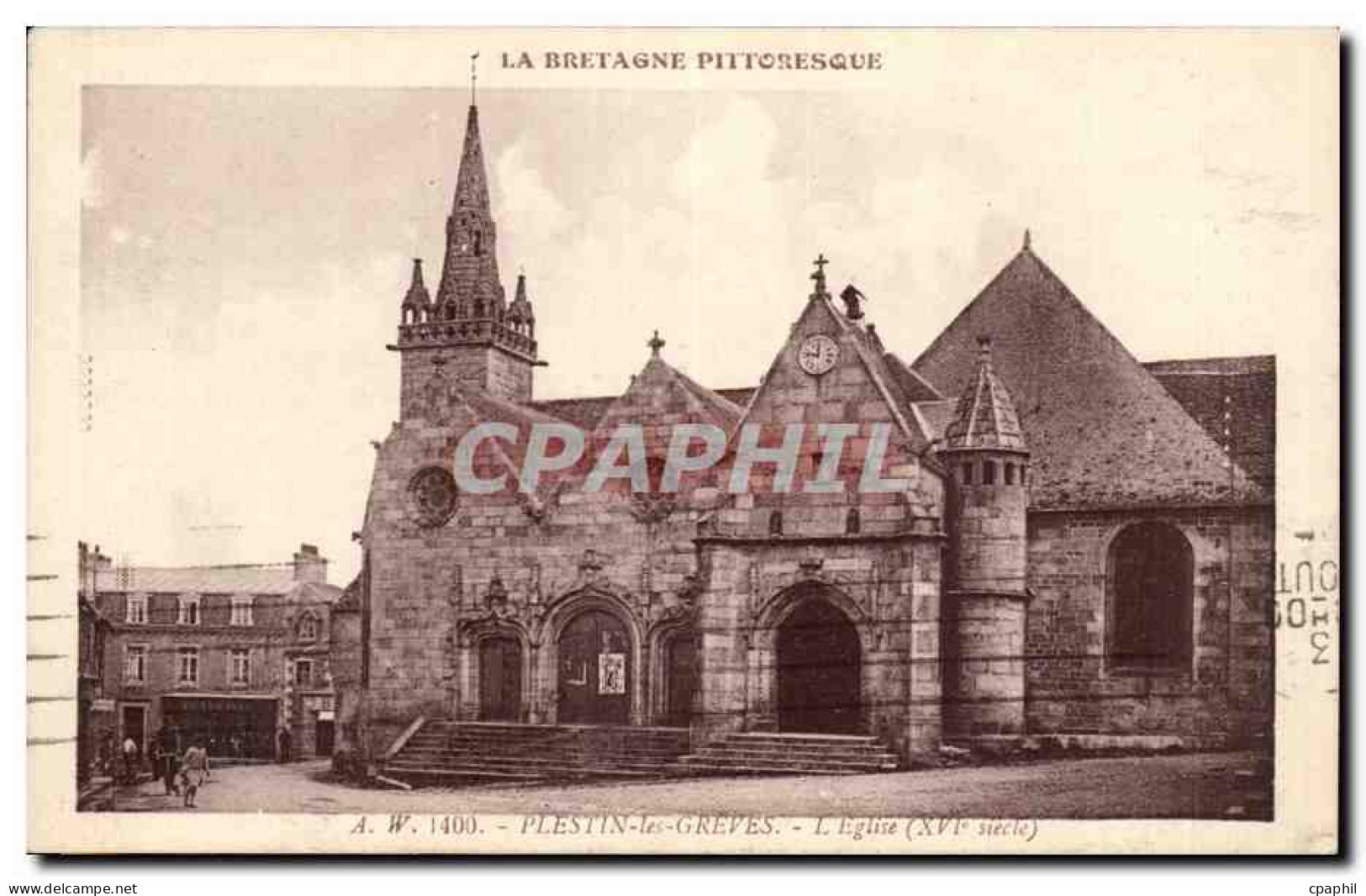 Plestin les Greves CPA L'eglise
