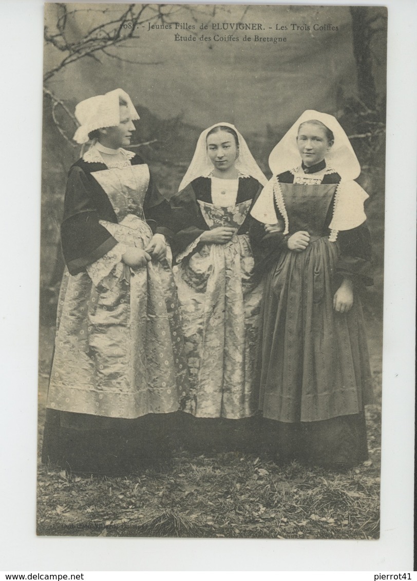 PLUVIGNER - Jeunes Filles de PLUVIGNER - Les Trois Coiffes - Etude des Coiffes de Bretagne