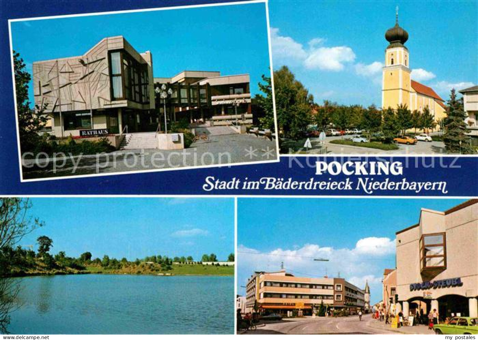 Pocking Kirche Rathaus See Stadtansicht