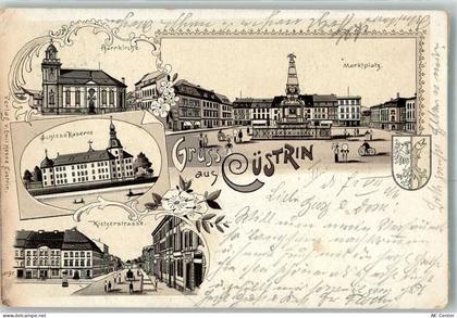Küstrin Kostrzyn nad Odra 1901 Lithographie Kietzerstraße Schlosskaserne... - 13647680