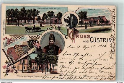 Küstrin Kostrzyn nad Odra 1906 Lithographie Postamt bild Johannes Markgr... - 13673565
