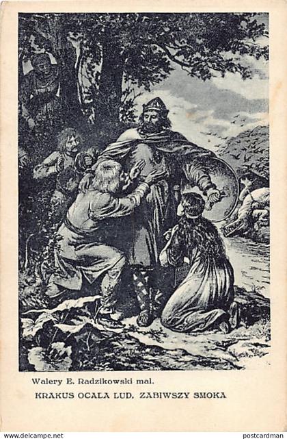 POLSKA Poland - Walery E. Radzikowski mal. - Krakus Ocala Lud, Zabiwszy Smoka - Publ. Salonu Malarzy Polskich w Krakowie