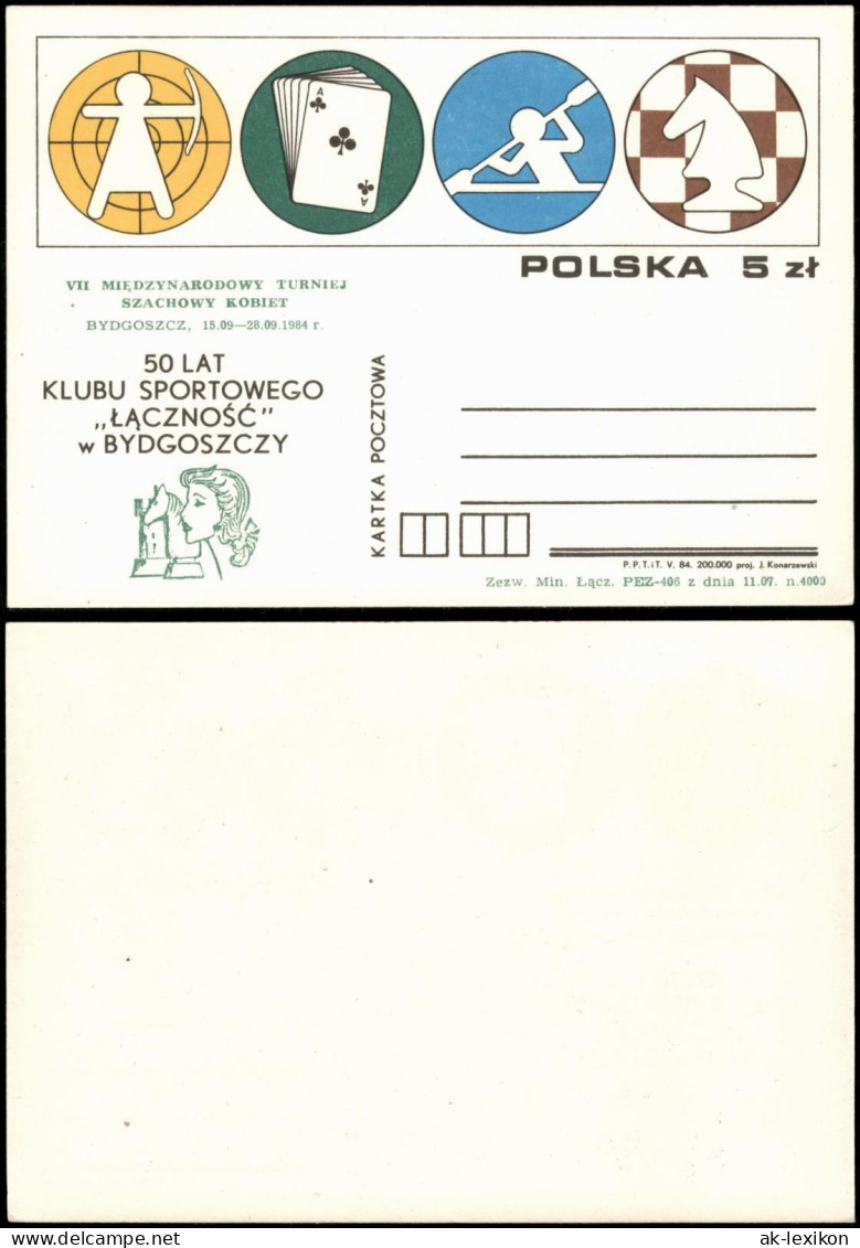 Polen Polska Polska Polen Vordruckkarte BYDGOSZCZ Schach Chess - Spiel 1984