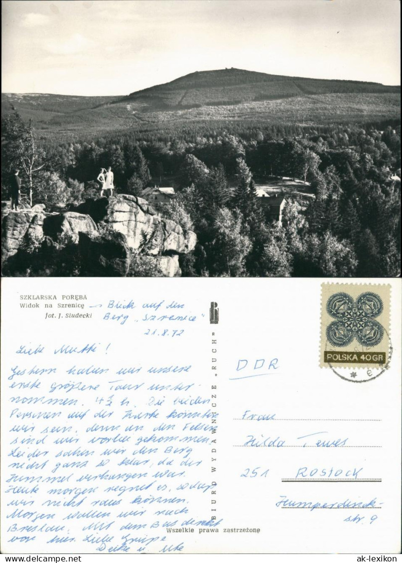 Polen Polska SZKLARSKA PORĘBA Widok na Szrenicę Landschaft Polen 1972