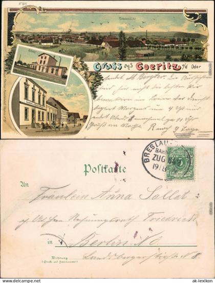 Göritz (Oder) Górzyca , Gasthaus, Bahnhof b Küstrin Frankfurt 	SłubiceC1899