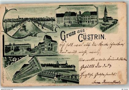 Küstrin Kostrzyn nad Odra 1900 Lithographie Marktplatz Friedenskirche Fr... - 13633573