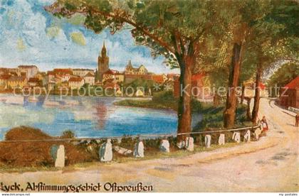 Lyck Ostpreussen Elk Uferstrasse Blick zur Kirche Abstimmungsgebiet Ostpreussen
