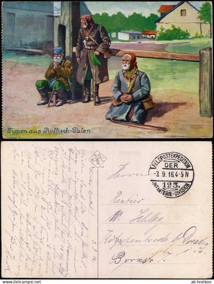 Polen Polska Typen aus Russisch-Polen. Polen / Polska betende Männer 1916
