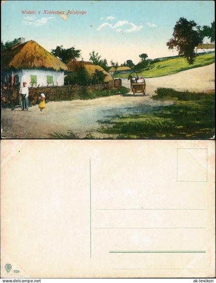 Postcard Polen Polska Polen / Polska - Dorfstraße Typen 1914