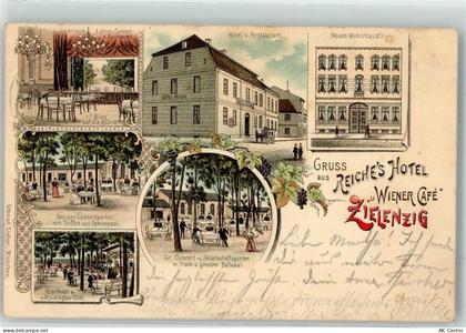 Zielenzig Sulecin 1897 Lithographie Hotel Reiche Wiener Cafe Großer Konz... - 13625753