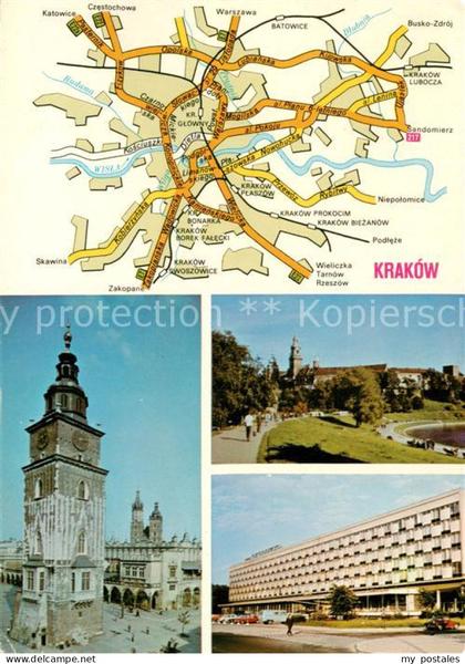 Krakow Krakau Marktplatz Rathausturm Tuchhalle Hotel Krakau Landkarte
