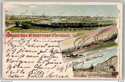 Küstrin Kostrzyn nad Odra 1900 Lithographie Kartoffelmehl- Fabrik Bahnho... - 13673523