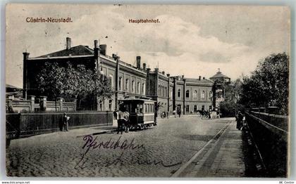 Küstrin Kostrzyn nad Odra 1915 Foto AK Pferdestraßenbahn Hauptbahnhof - 13673697