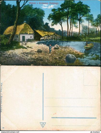 Polen Polska Widoki z Królestwa Polskiego Landschafts-Häuser in Polen 1910