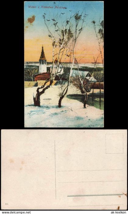 Postcard Polen Polska Polen / Polska russische Kirche im Winter 1917