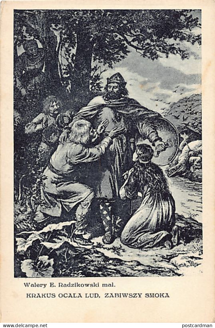 POLSKA Poland - Walery E. Radzikowski mal. - Krakus Ocala Lud, Zabiwszy Smoka - Publ. Salonu Malarzy Polskich w Krakowie