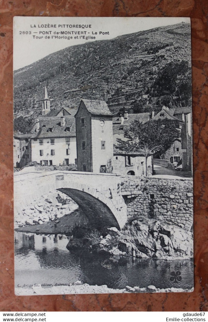 PONT-DE-MONTVERT (48) - LE PONT, TOUR DE L'HORLOGE ET L'EGLISE