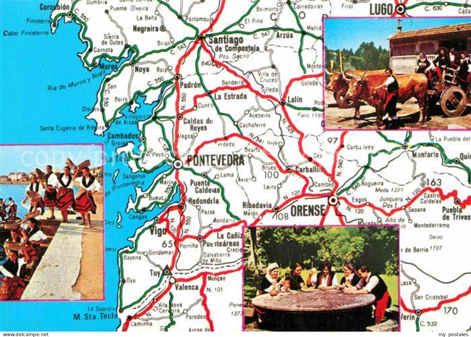 Pontevedra Folklore Ochsengespann Landkarte