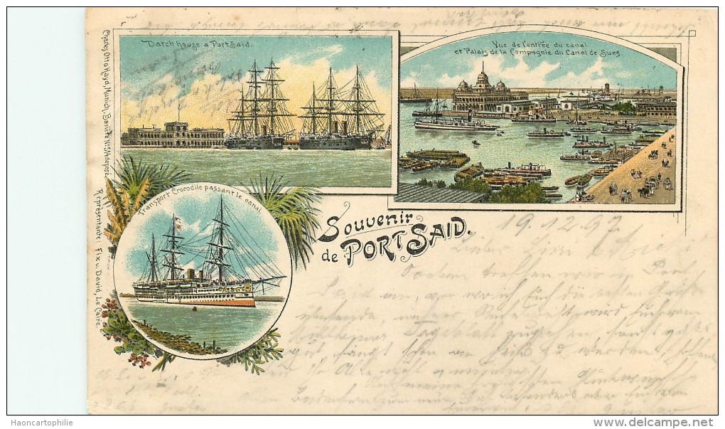 Port Said : carte voyagée en 1897