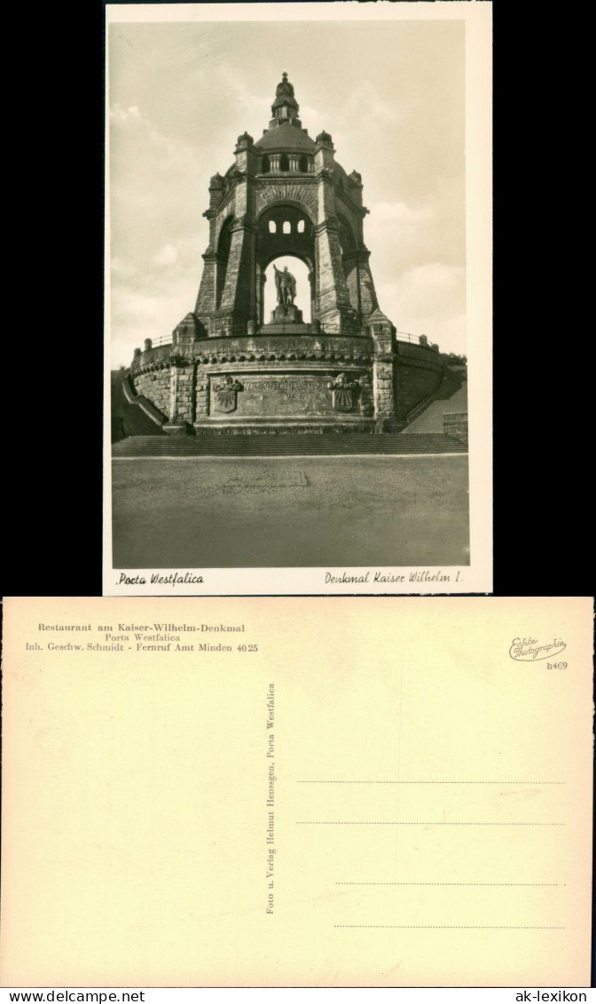 Porta Westfalica Kaiser-Wilhelm-Denkmal - Porta Westfalica Fotokarte 1930