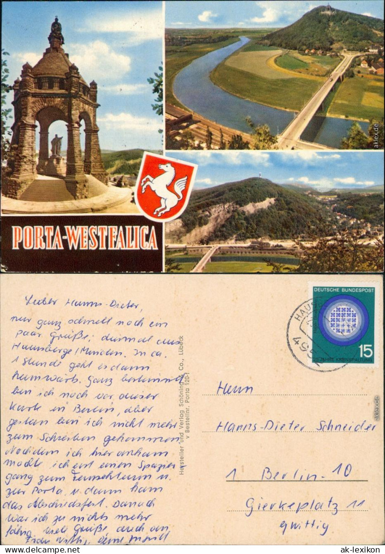 Porta Westfalica Kaiser-Wilhelm-Denkmal - Porta Westfalica, Luftbild 1965