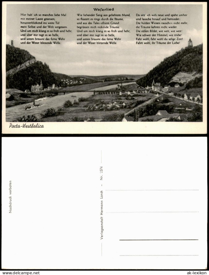 Porta Westfalica Panorama von Porta Westfalica mit Weserlied 1920