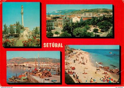 Setubal PT Monument Panorama Hafen Strand