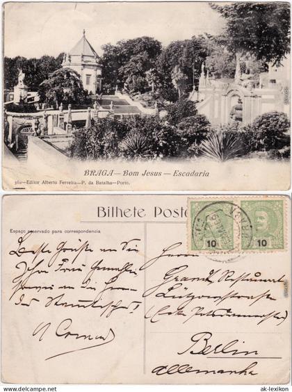 Postcard Braga Portugal Escadaria do Bom Jesus/Dom Jesus - Escadaria 1914