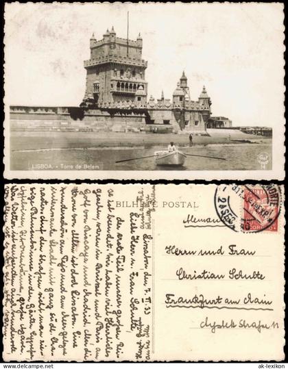 Postcard Lissabon Lisboa Torre de Belém Turm von Belem 1933