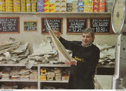 Portugal Fish Shop Iceland Weighing Scales Fishes Weighed by Owner Postcard