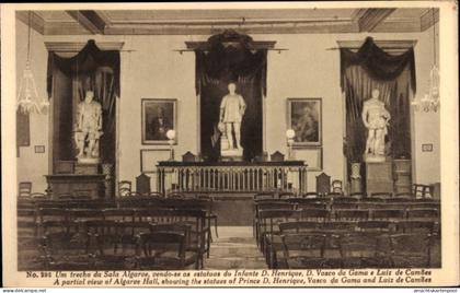 CPA Belém Lisboa Portugal, Museu de Marinha, Sala Algarve, estatuas D. Henrique, Vasco da Gama