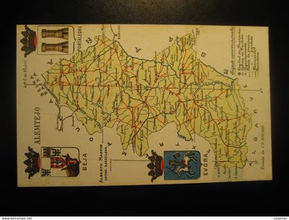 ALEMTEJO Beja toro Portalegre Evora PORTUGAL postcard SPAIN map geography atlas