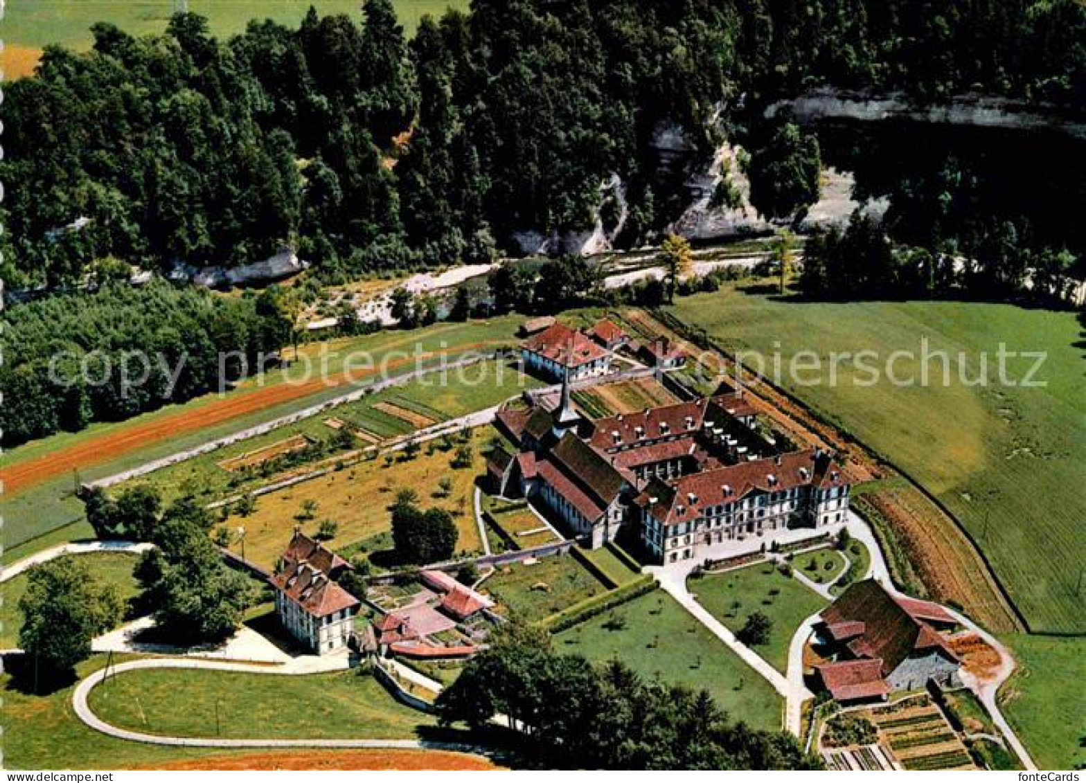 Posieux Abbaye d Hauterive Kloster Fliegeraufnahme