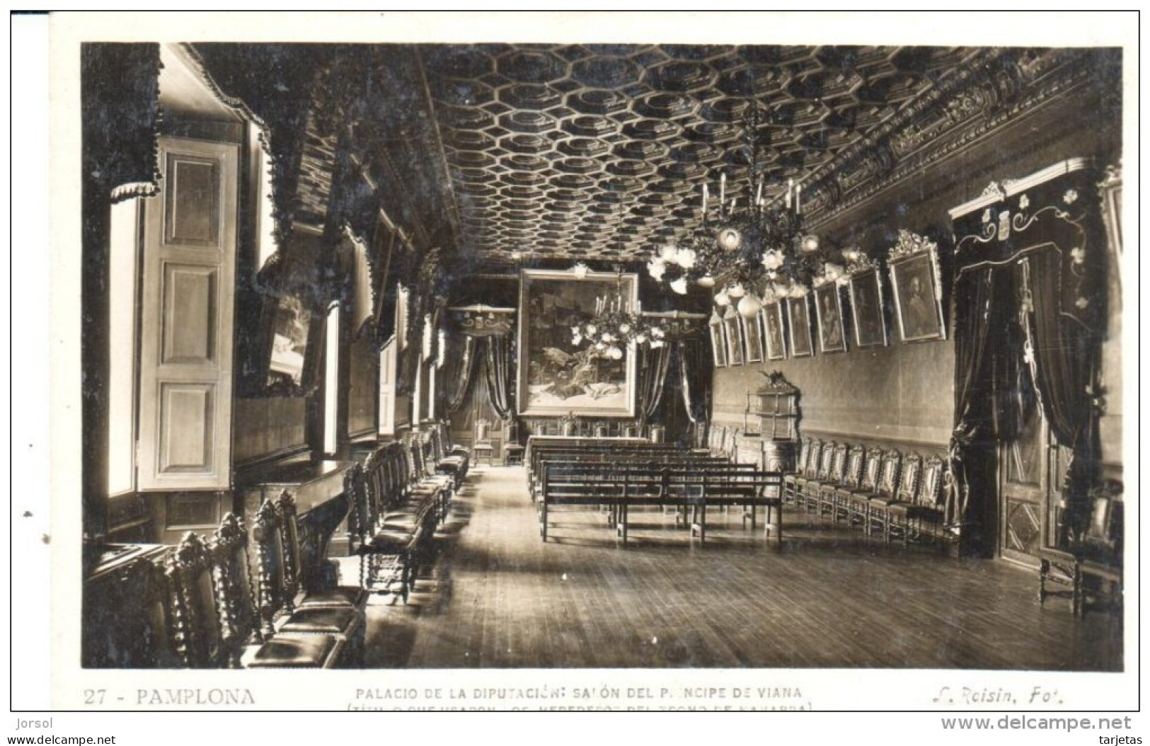 POSTAL 27-  PAMPLONA  -ESPAÑA  - PALACIO DE LA DIPUTACION-SALON DEL PRINCIPE DE VIANA  (FOTO L.ROISIN )