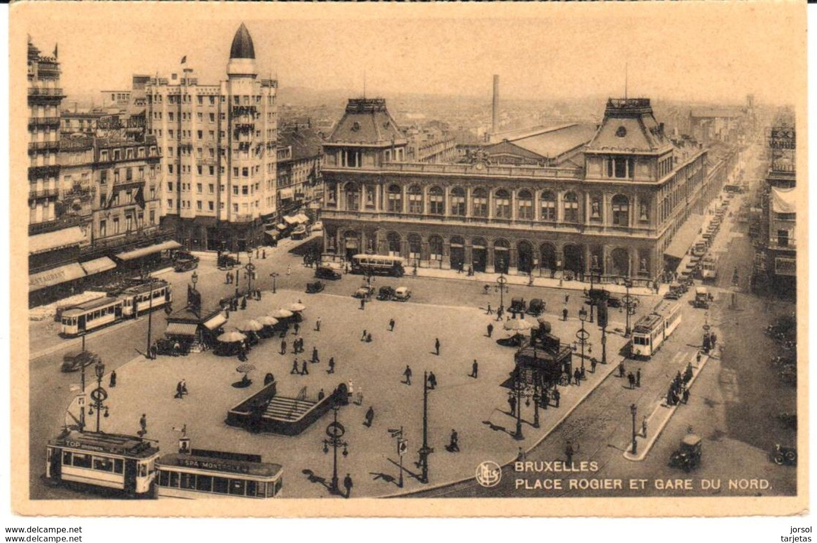 POSTAL    BRUXELLES  - BELGICA  - PLACE ROGIER ET GARE DU NORD